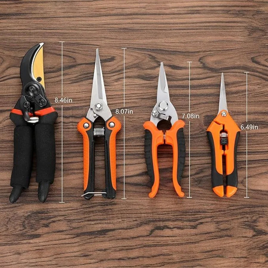 Garden Pruning Shears Stainless Steel Blades Handheld Scissors Set with Gardening Gloves Heavy Duty Garden Bypass Pruning Shear