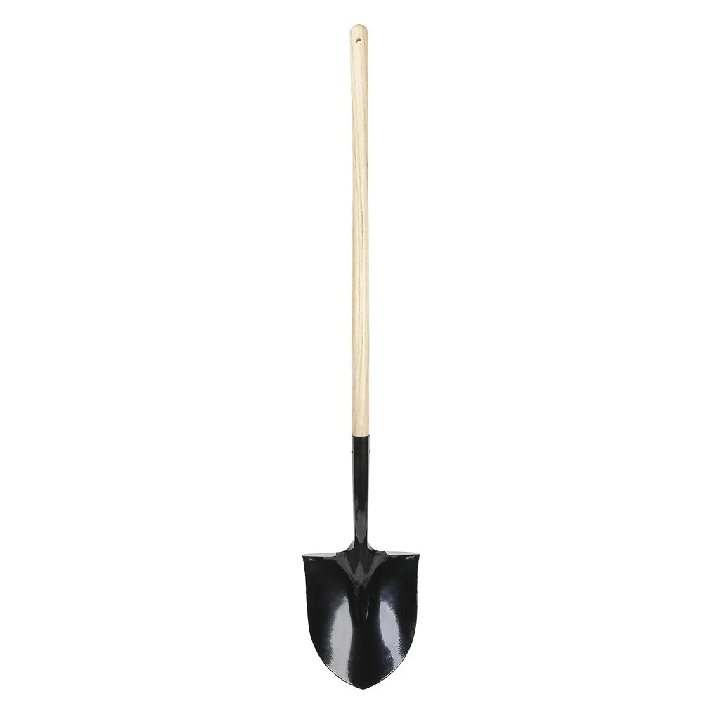 Round Point Shovel High Quality Digging Tool Pointed Blade Sturdy Wood Handle Gardening Landscaping Multi-Functional Easy to