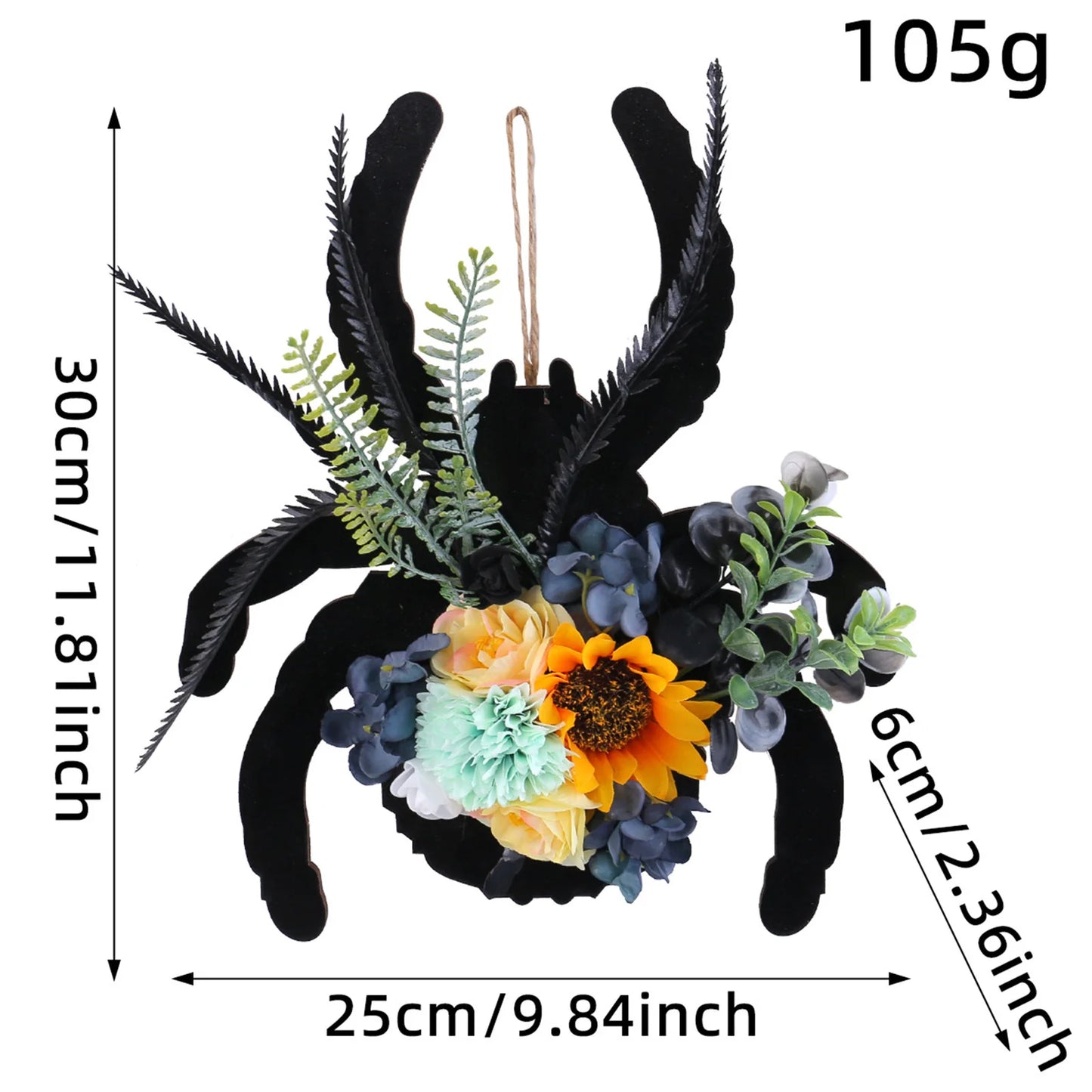 30cm Halloween Spider Wooden Plaque Door Hanging With Rattan Wreath Wall Decor For Home Festival Party Supplies