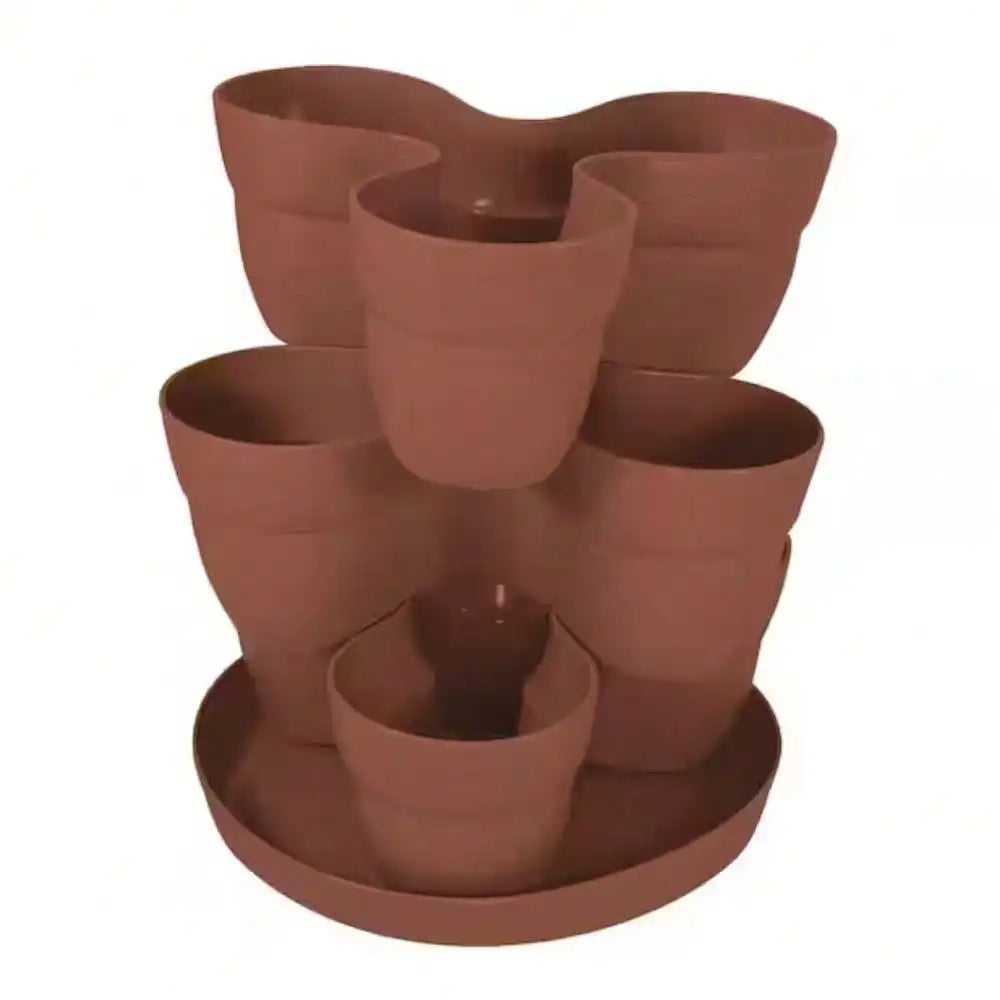 Plant Pots,3-Tier Resin Flower and Herb Vertical Gardening Planter in Terra Cotta Use with Indoor, windowsill, DIY Production