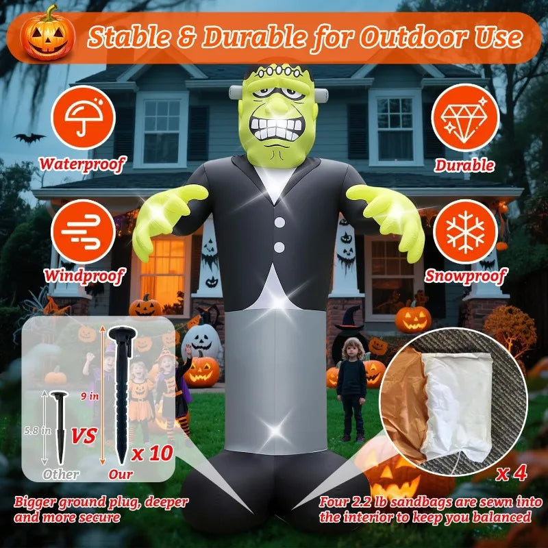 Halloween Inflatables Ghost Decorations Outdoor - 20FT Extra Large Horror Green Monster Halloween Blow up Yard Decorations with