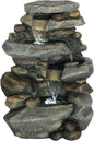 Pure Garden Outdoor Stone Waterfall Fountain with LED Lights for Patio and Garden, Natural Soothing Sounds