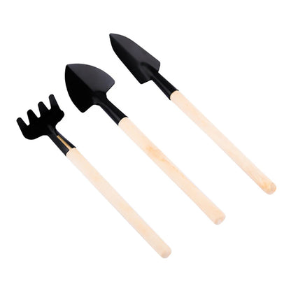 3Pcs Shovel Rake Spade Set Small Rake Shovel Spade Multifunction Garden Tool Sets Wooden Handle Hand Planting Tools for Kids