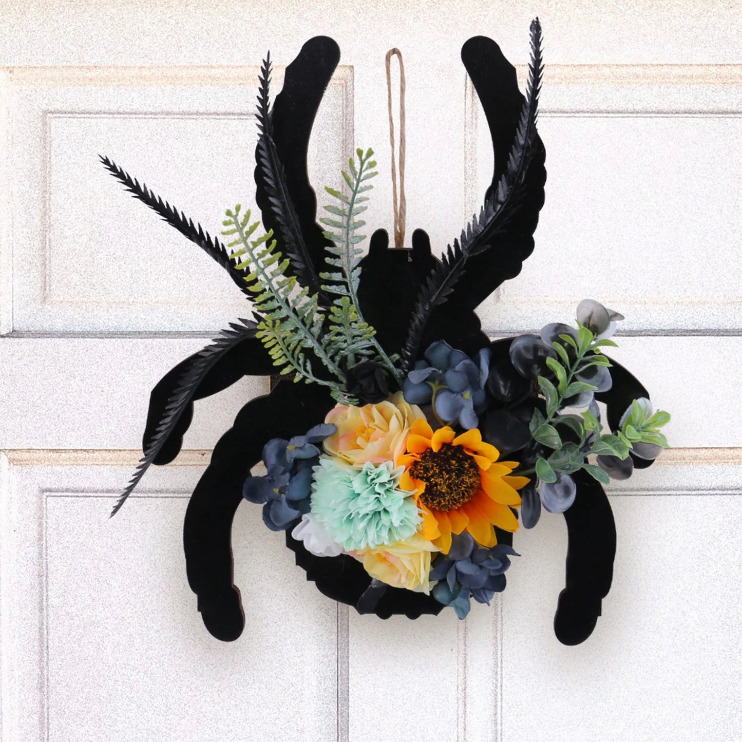 30cm Halloween Spider Wooden Plaque Door Hanging With Rattan Wreath Wall Decor For Home Festival Party Supplies