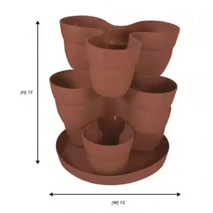 Plant Pots,3-Tier Resin Flower and Herb Vertical Gardening Planter in Terra Cotta Use with Indoor, windowsill, DIY Production