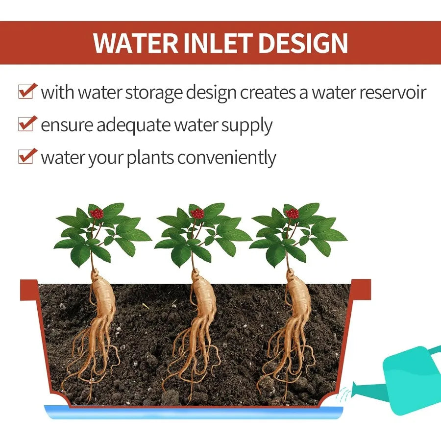 7Pack Rectangular Plastic Window Box Planters 17 Inches Tall with Saucers for Indoor and Outdoor Gardens Ideal for Vegetables F
