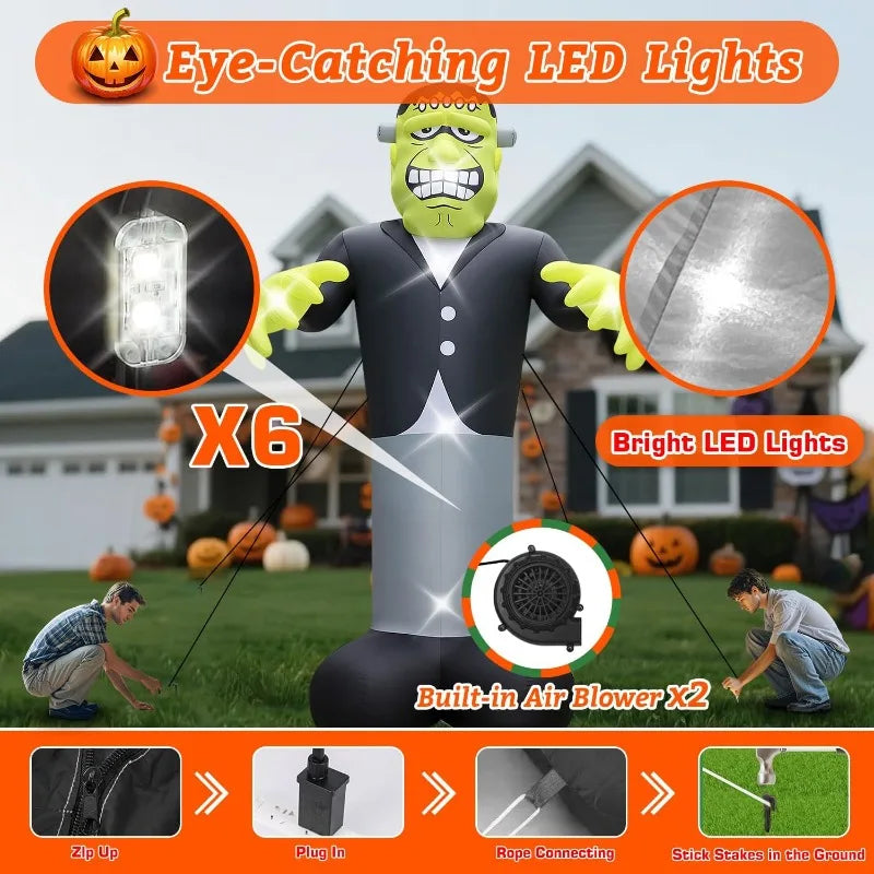 Halloween Inflatables Ghost Decorations Outdoor - 20FT Extra Large Horror Green Monster Halloween Blow up Yard Decorations with