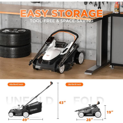 16 inch lawn mower 2 x 20v brushless electric mowers for garden yards, lightweight cordless lawnmower with 6-position height ad