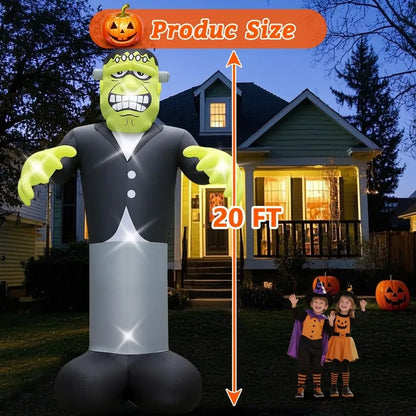 Halloween Inflatables Ghost Decorations Outdoor - 20FT Extra Large Horror Green Monster Halloween Blow up Yard Decorations with