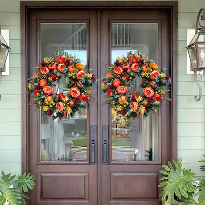45/50cm Autumn Harvest Wreath Artificial Pumpkin Wreath Front Door Autumn Wreath for Thanksgiving Harvest Halloween Party Decor
