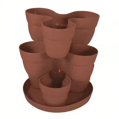 Plant Pots,3-Tier Resin Flower and Herb Vertical Gardening Planter in Terra Cotta Use with Indoor, windowsill, DIY Production