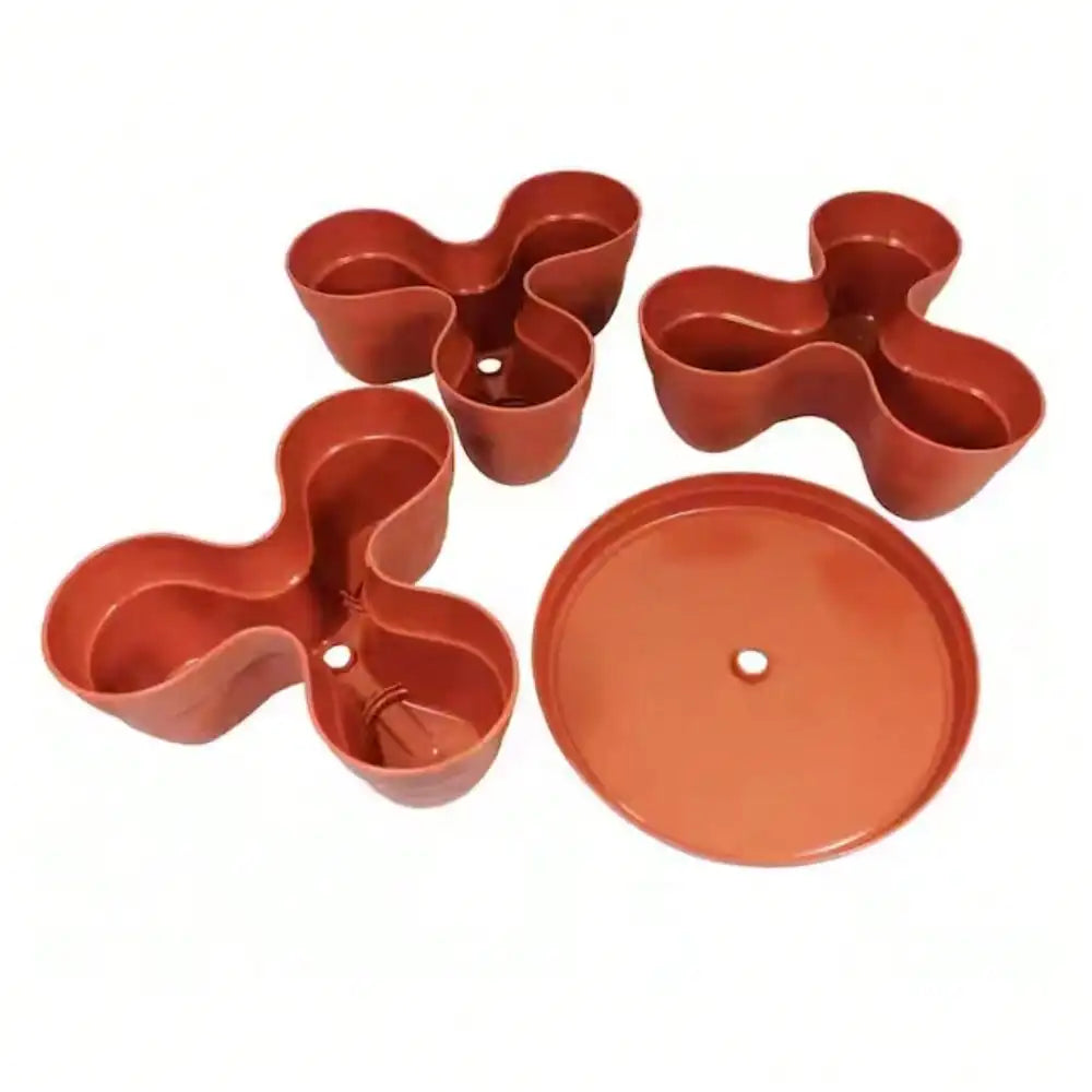 Plant Pots,3-Tier Resin Flower and Herb Vertical Gardening Planter in Terra Cotta Use with Indoor, windowsill, DIY Production