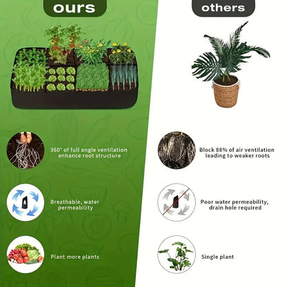 Garden Bed, 128 Gallon 8 Grids Plant Grow Bags, 3x6FT Breathable Planter Raised Beds For Growing Vegetables Potatoes Flowers