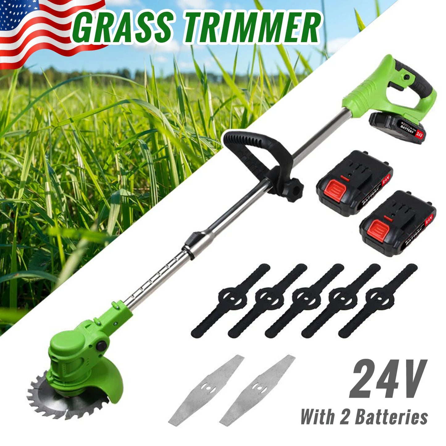 2-in-1 Cordless Grass Trimmer