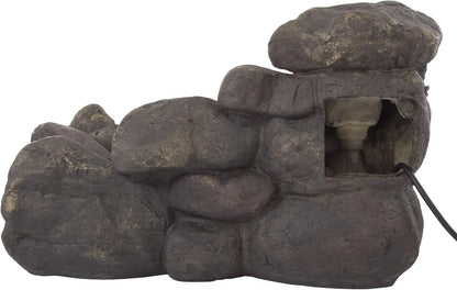 Pure Garden Outdoor Stone Waterfall Fountain with LED Lights for Patio and Garden, Natural Soothing Sounds
