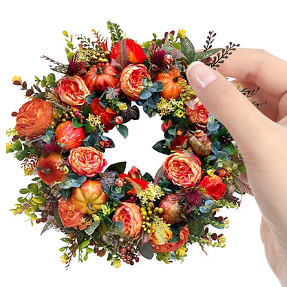 45/50cm Autumn Harvest Wreath Artificial Pumpkin Wreath Front Door Autumn Wreath for Thanksgiving Harvest Halloween Party Decor