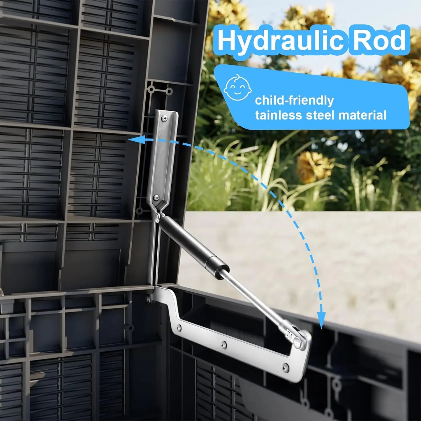 100 Gallon Deck Box,Resin Outdoor Storage Box with Lockable for Patio Furniture,Pool Accessories,Garden Tools Waterproof Outside