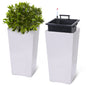 2 PCS 22.4 Inch Tall Planter Indoor ＆ Outdoor Black Taper Planter with Shelf Insert Self-Absorbing Plastic Flower Pots